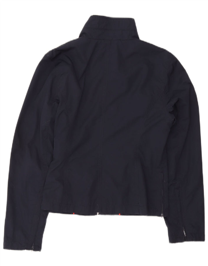 Tommy Hilfiger Womens Crop Bomber Jacket UK 12 Medium Navy Blue Polyester