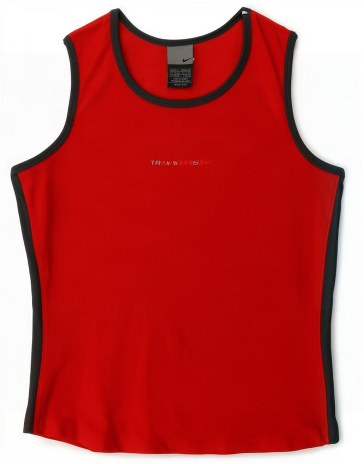 Nike Womens Crop Grafisk Vest Top UK 10/12 Medium Red Colourblock