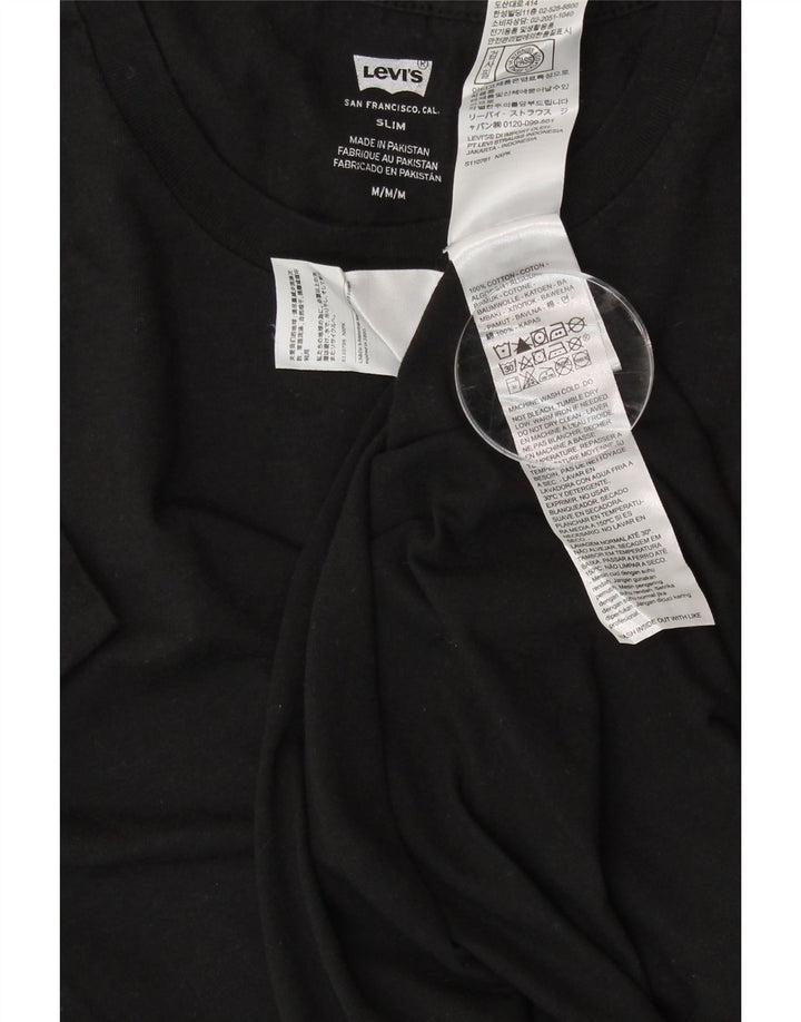 LEVI'S Herre Slim Fit T-shirt Top Medium Sort Bomuld