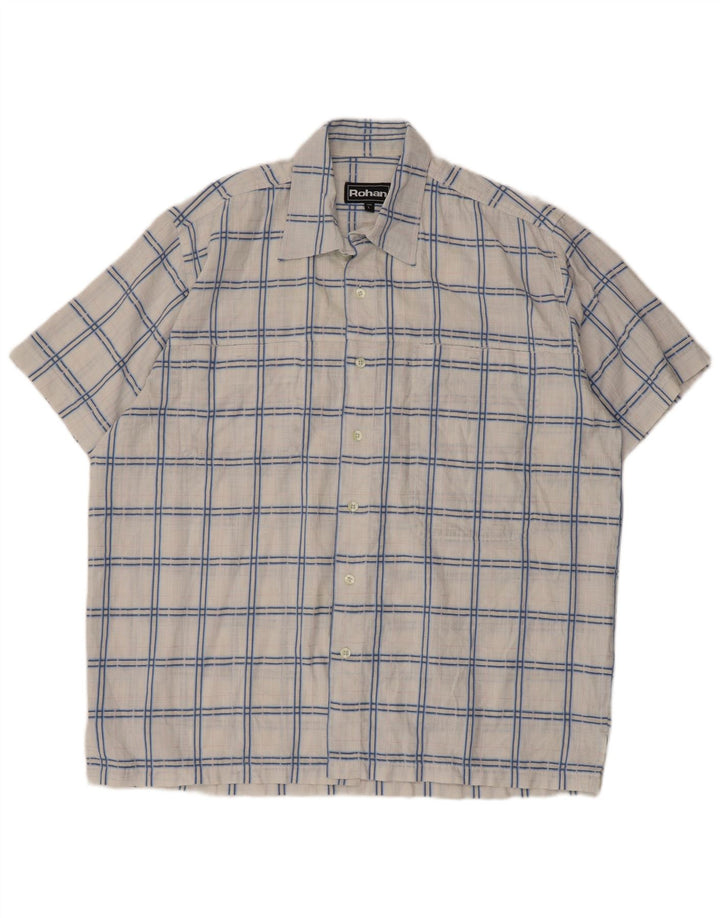 Rohan kortærmet herreskjorte Stor hvid ternet polyester