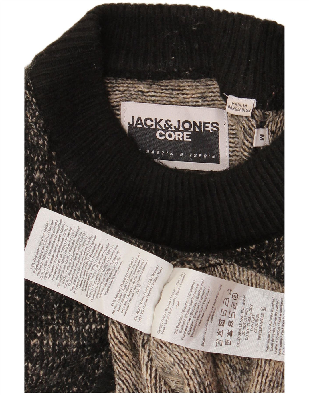JACK & JONES Herre trøjetrøje med rund hals mellem sort Flecked polyester