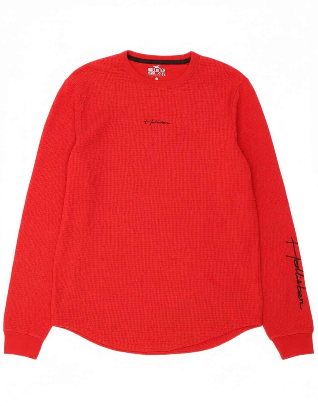 HOLLISTER Mens Graphic Top Long Sleeve UK 14 Medium Red Cotton