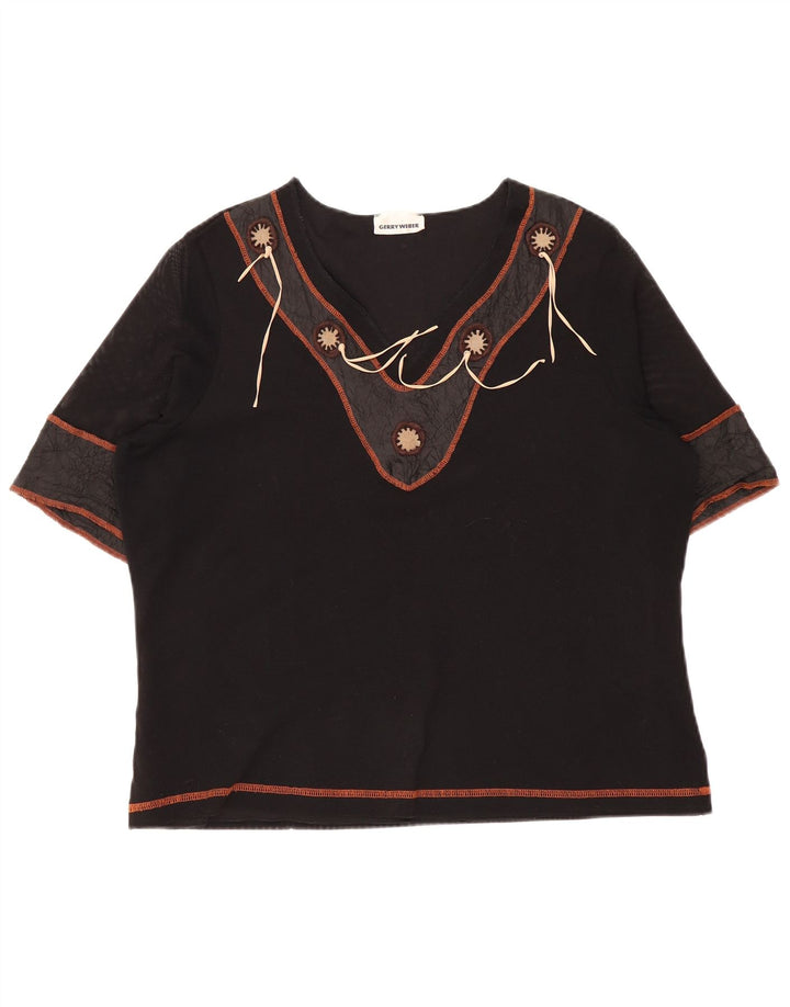 Gerry Weber Damebluse Top UK 16 Large Black Colourblock