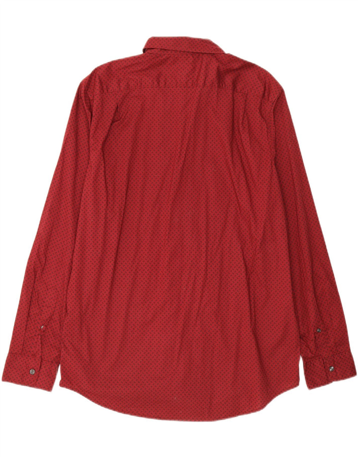 MICHAEL KORS Mens Classic Fit Shirt Large Red Spotted Cotton