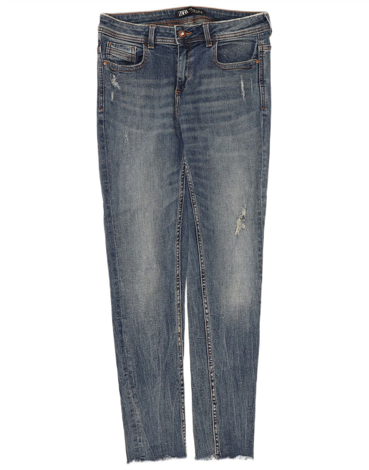 Zara Dame Distressed Skinny Jeans EU 40 Medium W30 L28 Blå