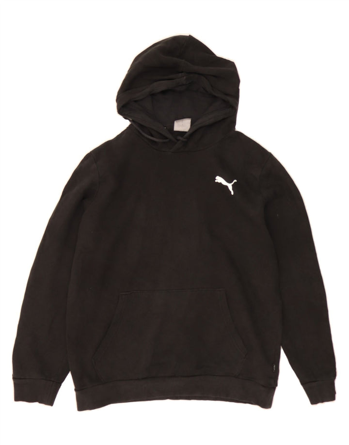 PUMA Mens Graphic Hoodie Jumper Small Black Cotton Vintage Puma and Second-Hand Puma from Messina Hembry 