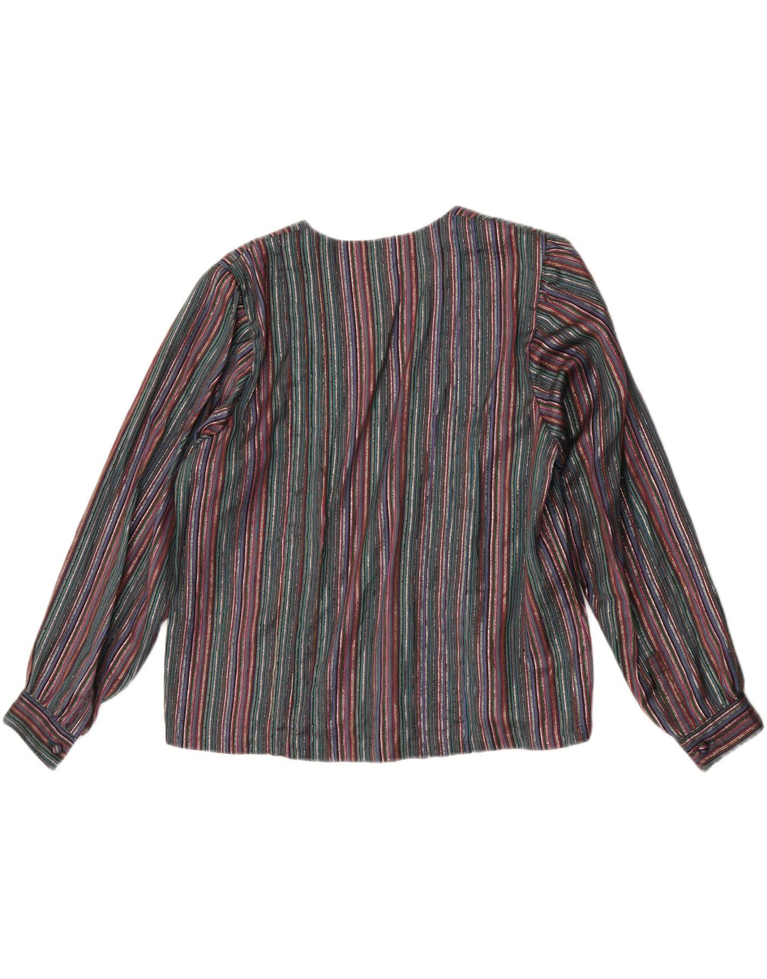 Vintage dameskjorte bluse UK 16 Stor flerfarvet stribet