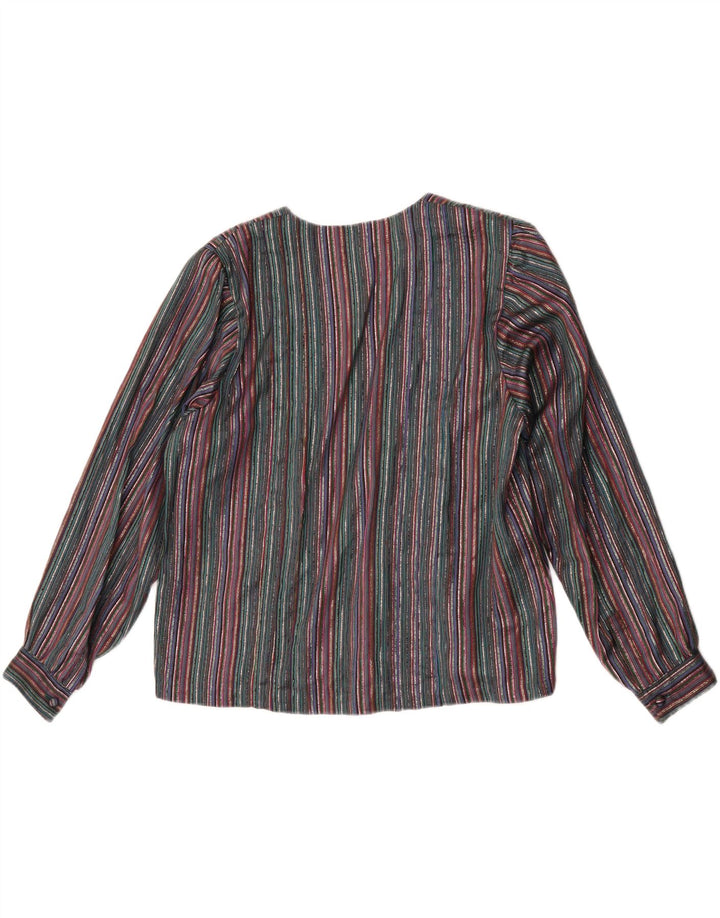 Vintage dameskjorte bluse UK 16 Stor flerfarvet stribet