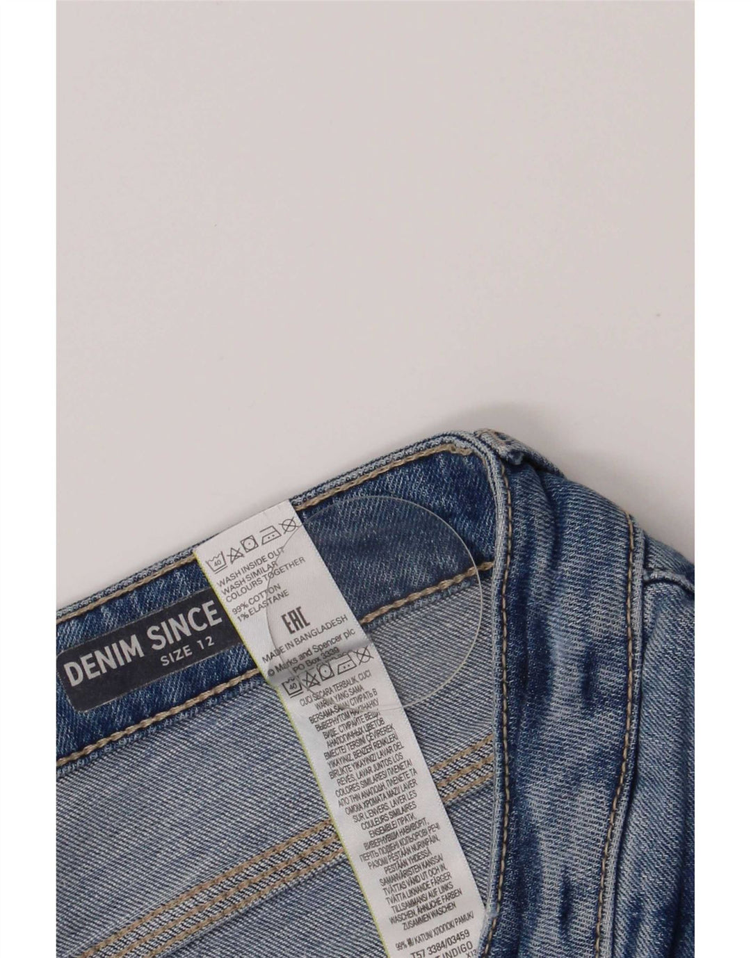 Marks & Spencer Kvinder Distressed Denim Shorts UK 12 Medium W30 Blue Cotton