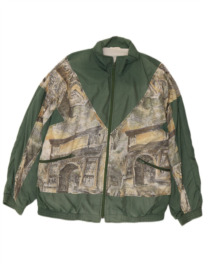 VINTAGE Herre Loose Fit Grafisk træningsdragt Topjakke Lille Khaki Polyamid