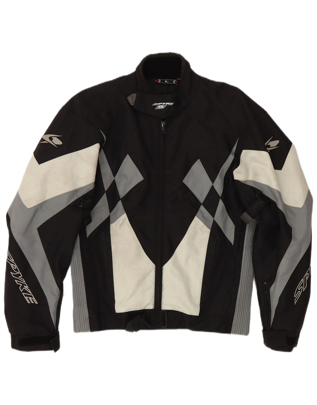 Spyke Herre Graphic Bomber Jacket UK 40 Large Black Colourblock Biker