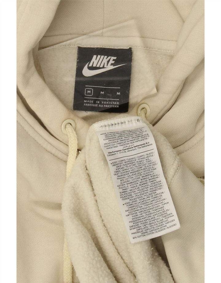 NIKE Womens Oversized Hoodie Jumper UK 14 Medium Off White Cotton