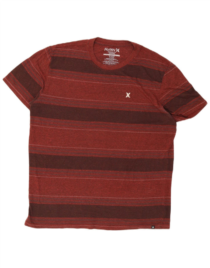 Hurley Herre Premium Fit T-shirt Top Stor rødbrun stribet polyester