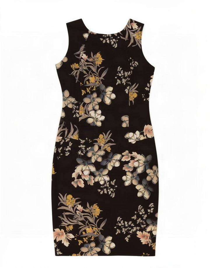 Marks & Spencer Kvinders Ærmeløs Skede Kjole UK 12 Medium Black Floral