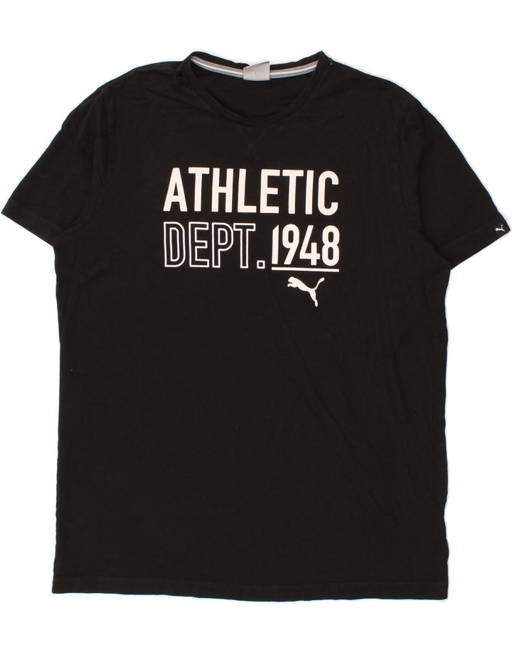 PUMA Mens Graphic T-Shirt Top Large Black Cotton Vintage Puma and Second-Hand Puma from Messina Hembry 
