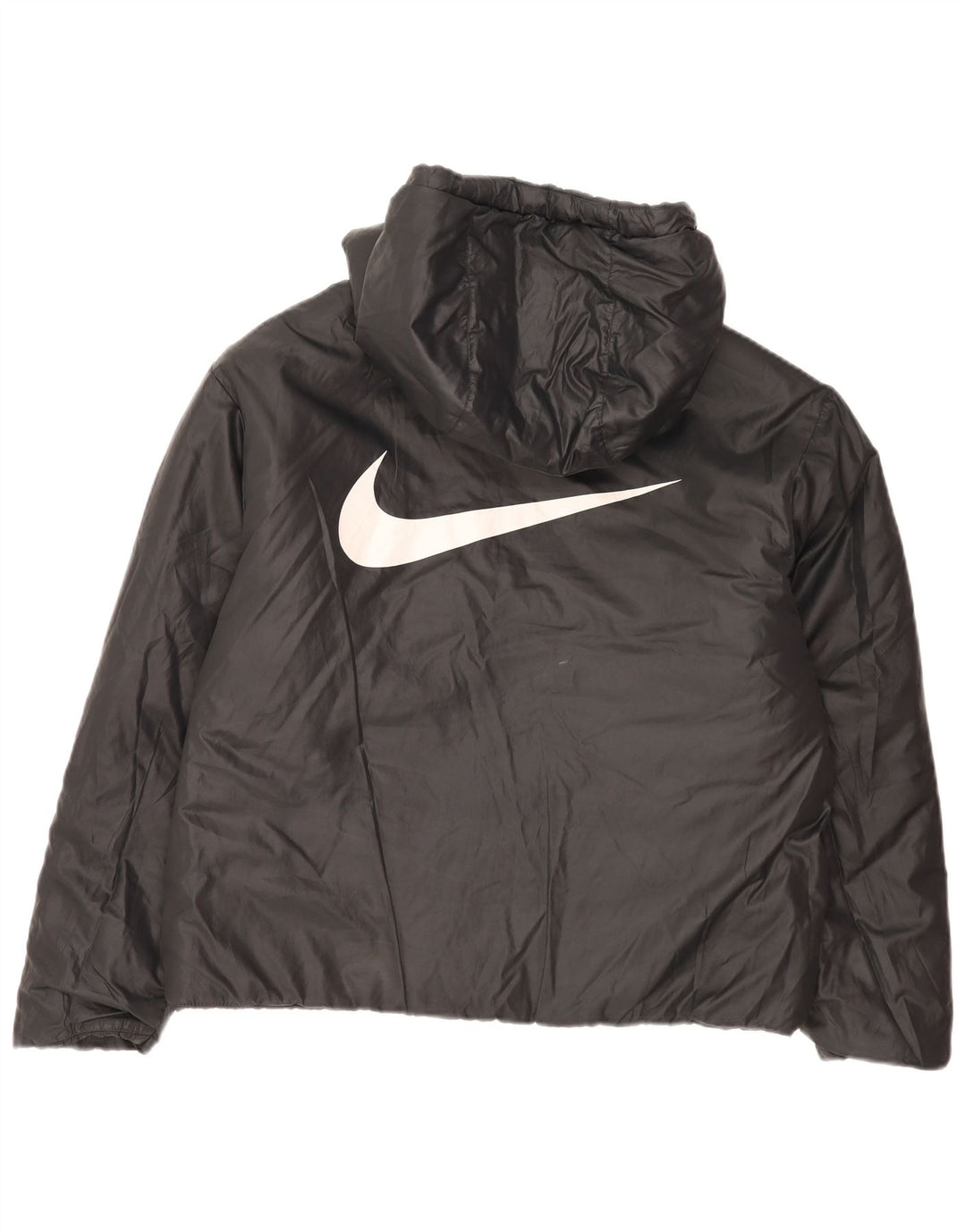Nike Dame Hætte Vendbar Polstret Jakke UK 16 Stor Sort Polyester