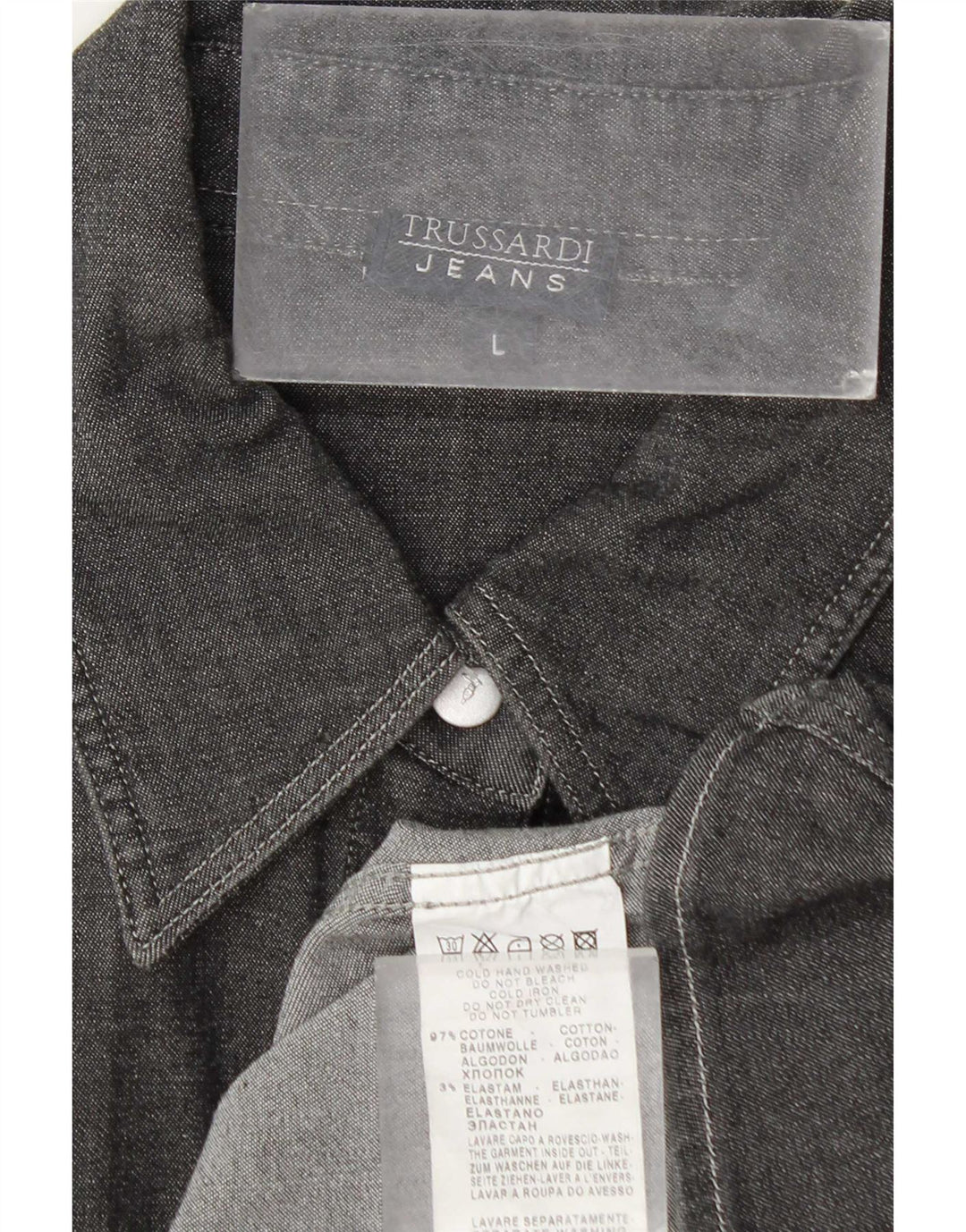 Trussardi Jeans Dameskjorte UK 16 Stor Grå Bomuld