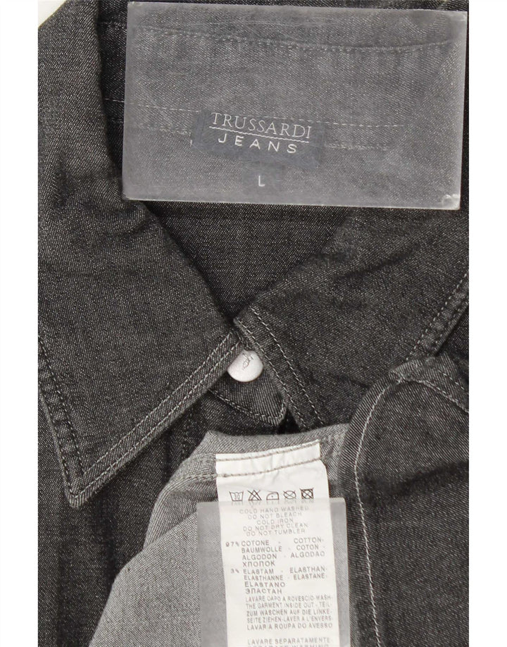 Trussardi Jeans Dameskjorte UK 16 Stor Grå Bomuld