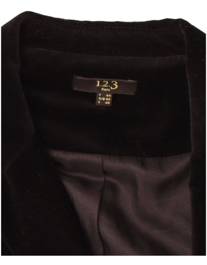 1.2.3 PARIS damefløjl 2-knaps blazerjakke EU 44 medium sort bomuld