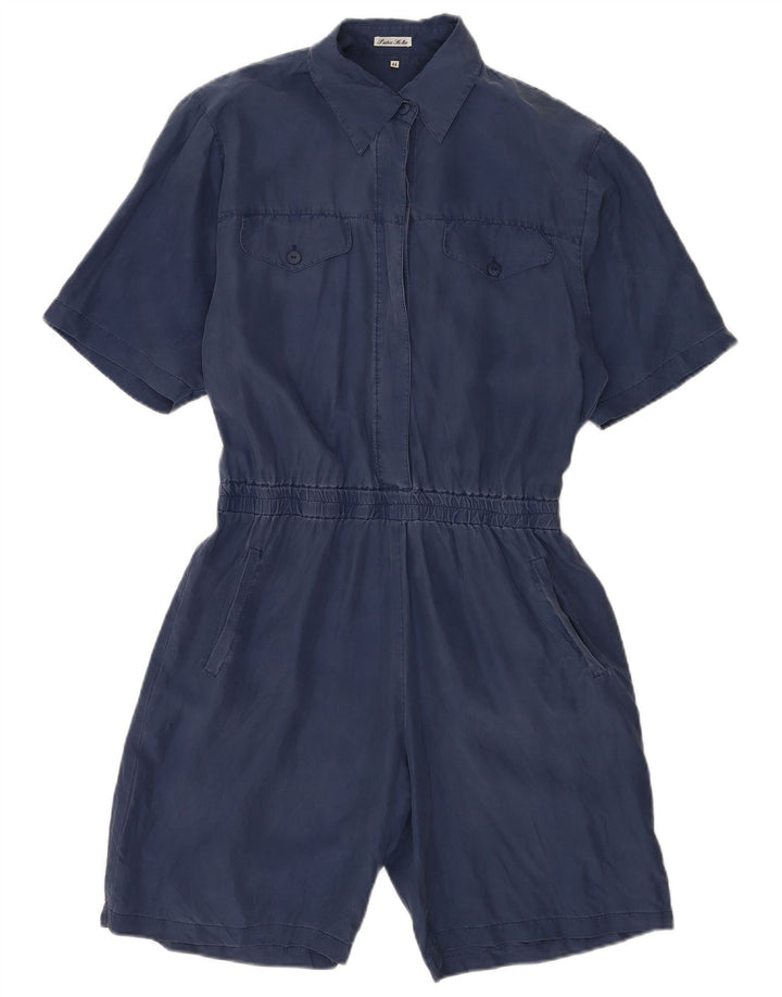 Vintage Dame Playsuit IT 44 Medium Navy Blue Silke