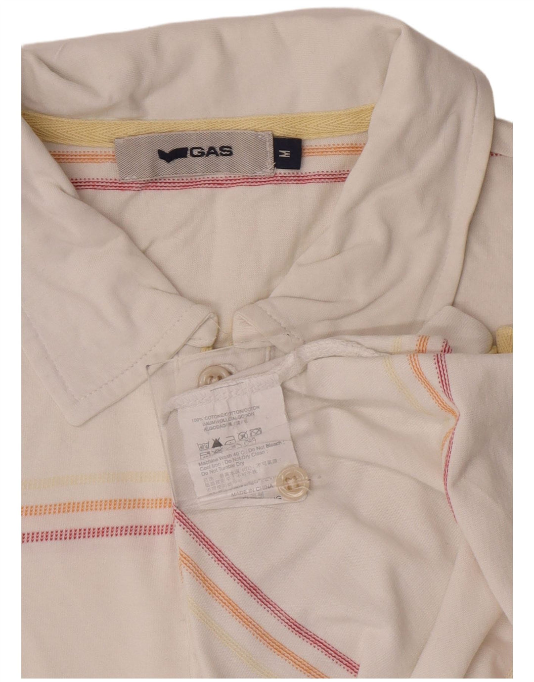 Gas Poloshirt til mænd Medium hvid stribet bomuld