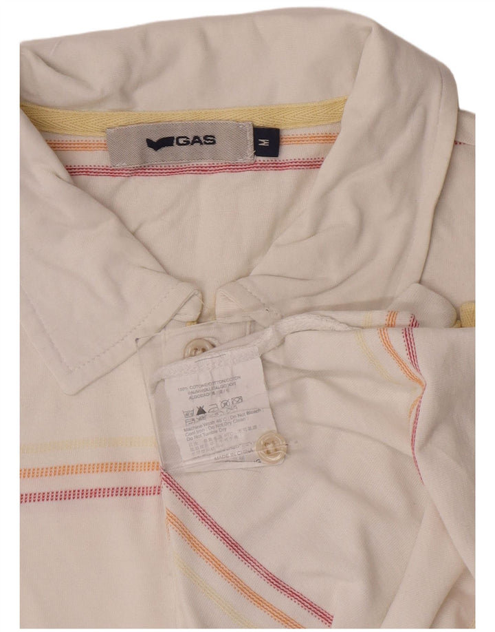Gas Poloshirt til mænd Medium hvid stribet bomuld