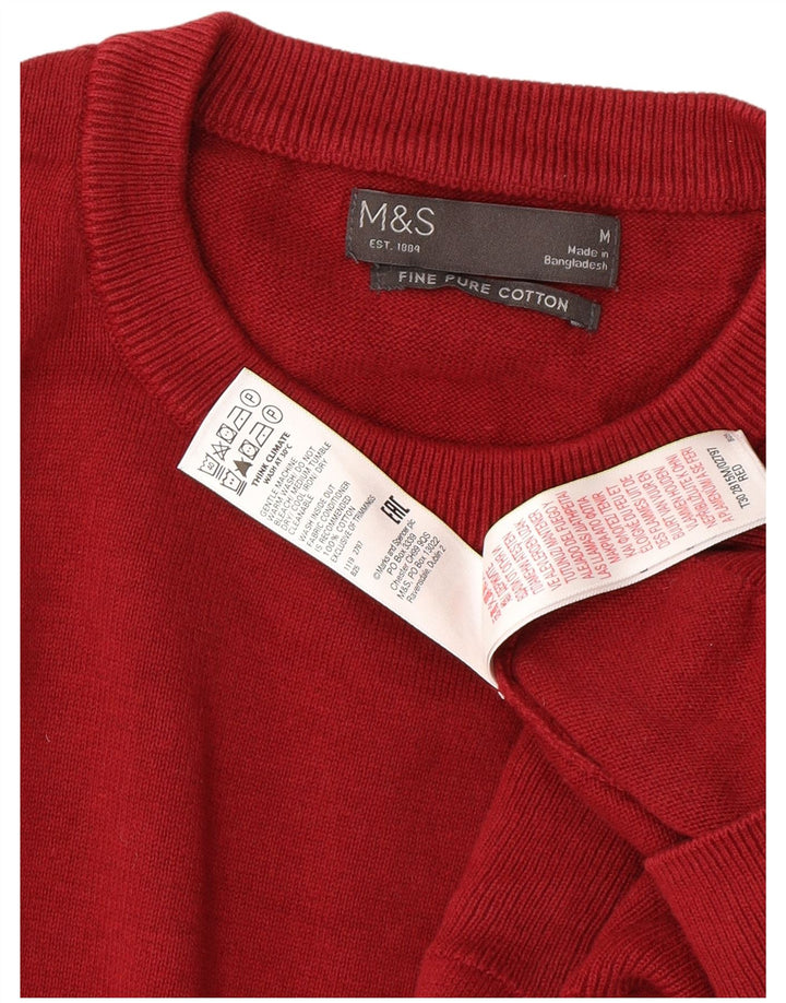 MARKS & SPENCER Mens Crew Neck Jumper Sweater Medium Red Cotton