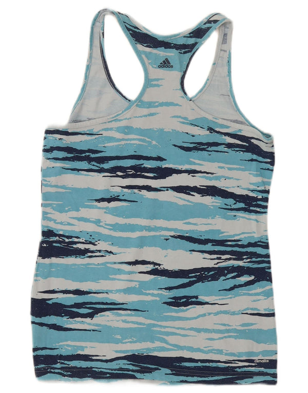 Adidas Dame Climalite Grafisk Vest Top UK 12/14 Medium Blue Camouflage