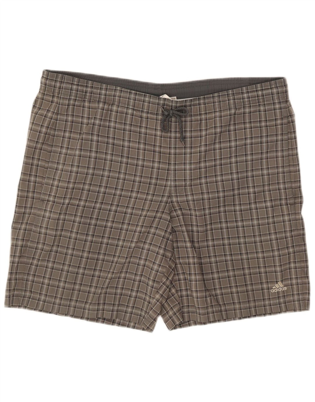 Adidas Badeshorts til mænd, store grå ternet polyester
