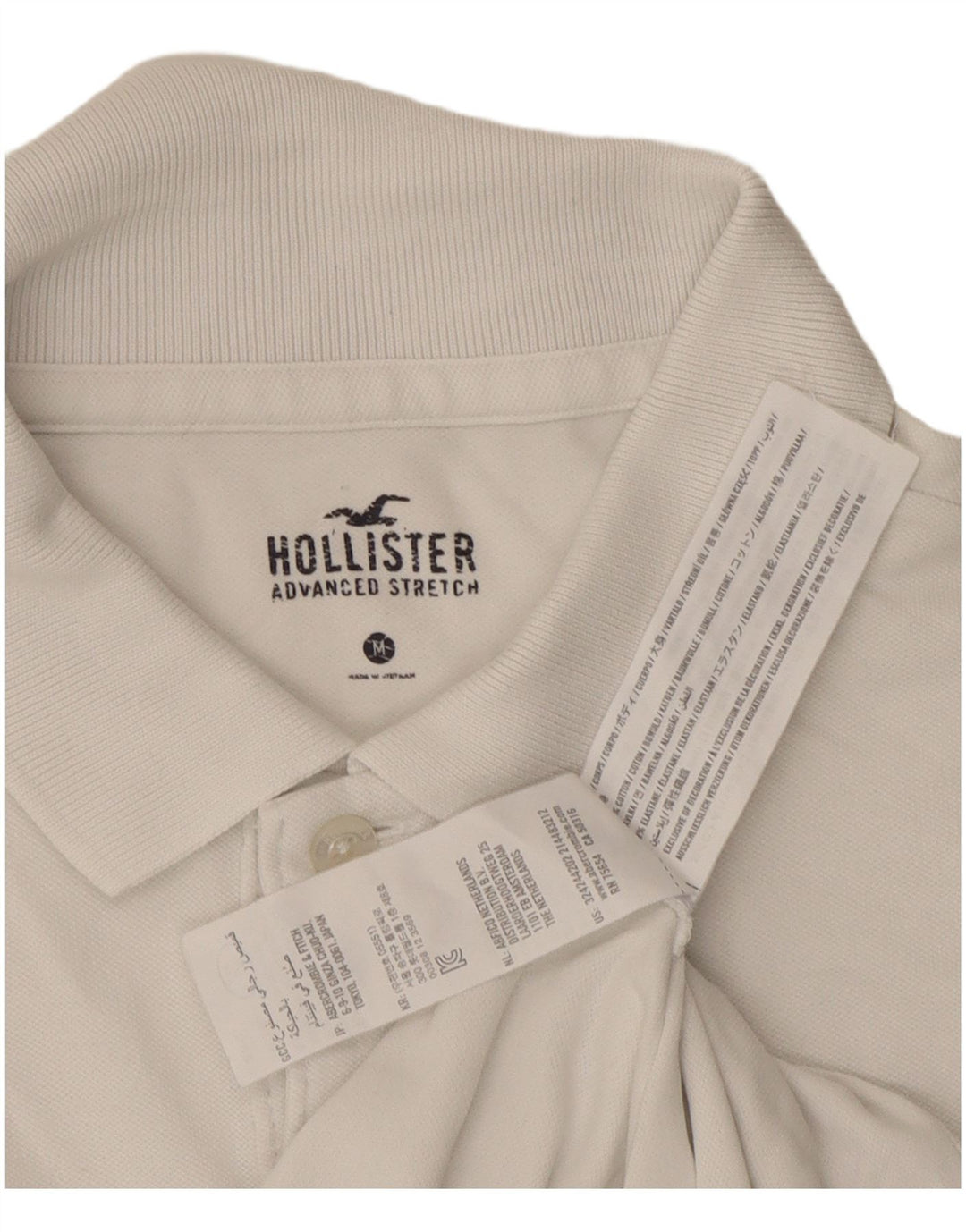 Hollister herre poloshirt Medium hvid bomuld