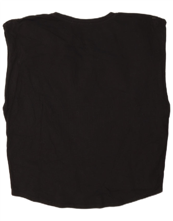 Zara Dame Oversized Vest Top UK 12 Medium Sort Bomuld