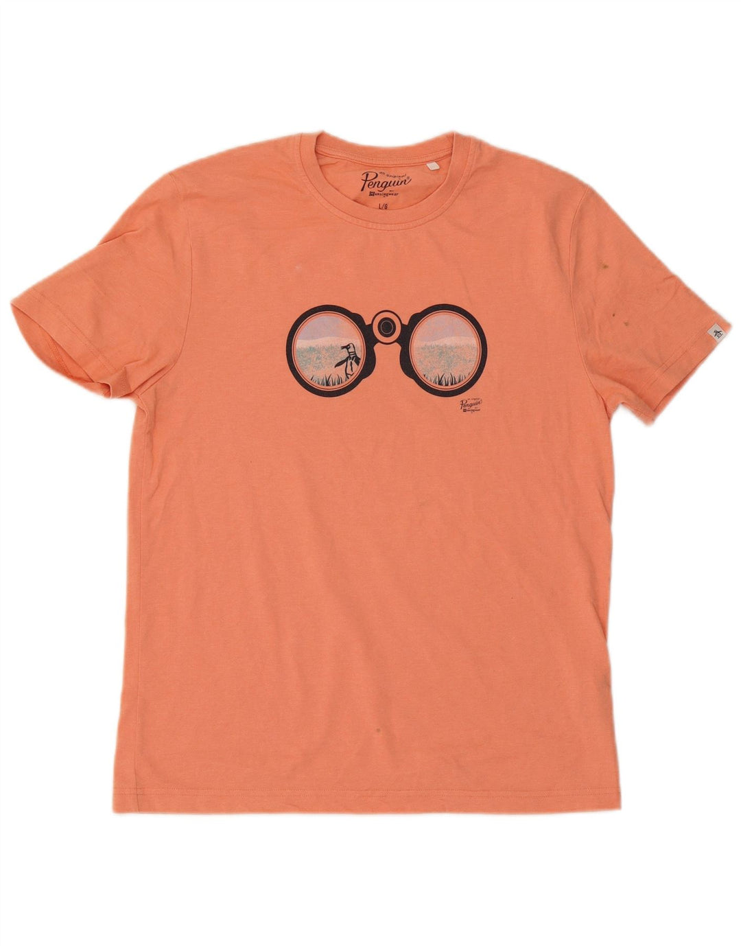 Penguin Herre Grafisk T-Shirt Top Stor Orange Bomuld