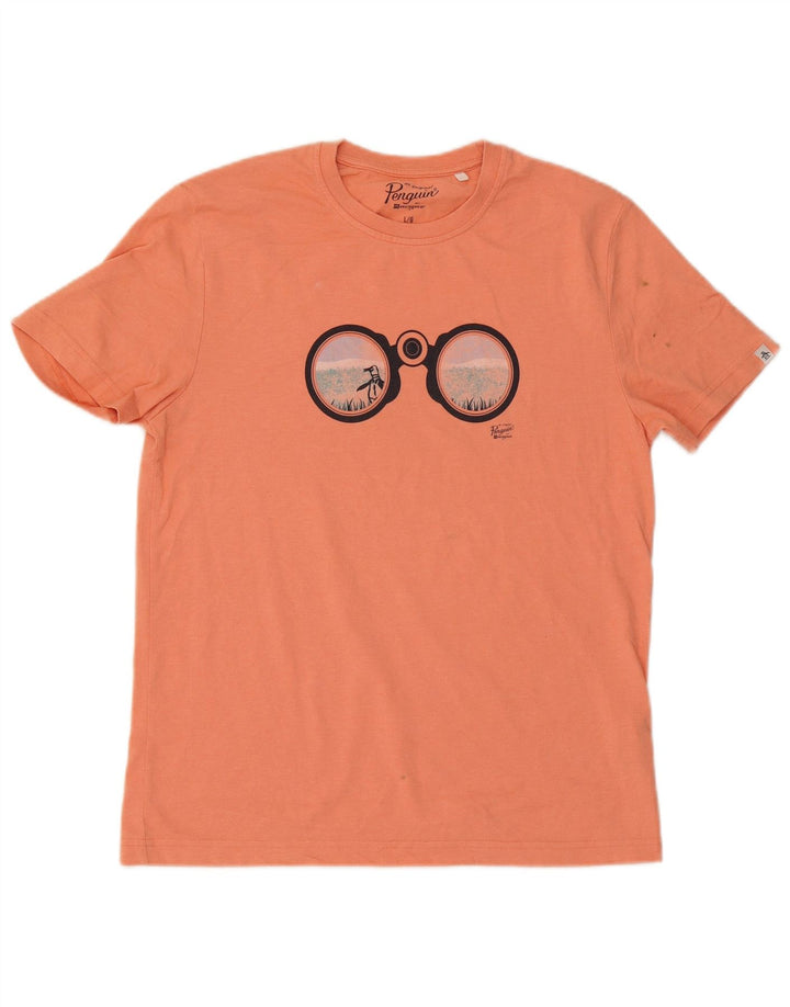 Penguin Herre Grafisk T-Shirt Top Stor Orange Bomuld