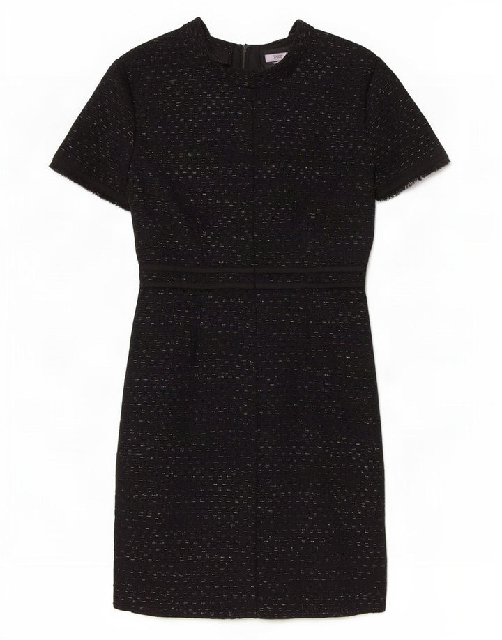 Reiss Dame A-Line Kjole UK 8 Lille sort stribet polyester