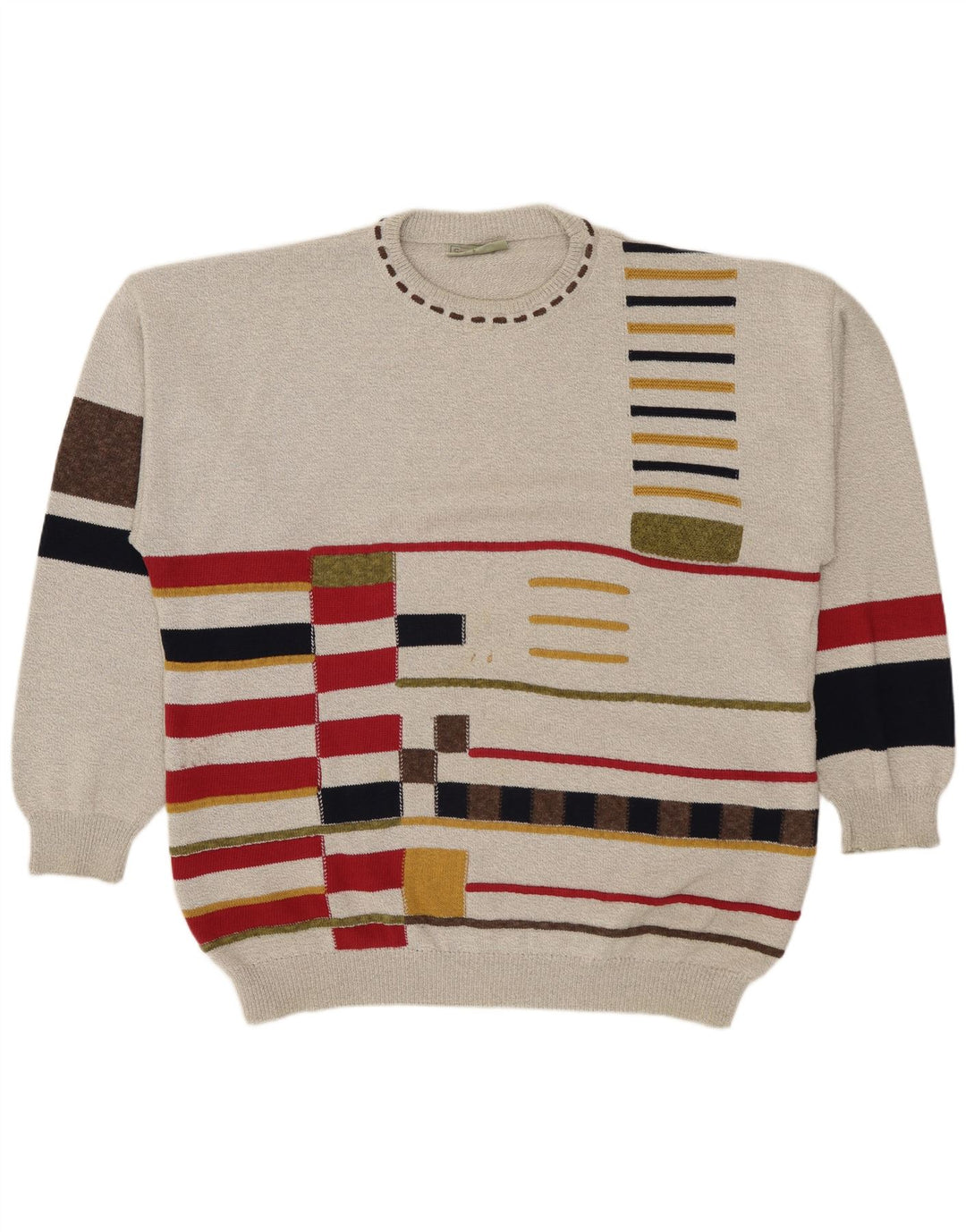 Conte Massimo Herre Crew Neck Jumper Sweater 2XL Grå Geometrisk Bomuld