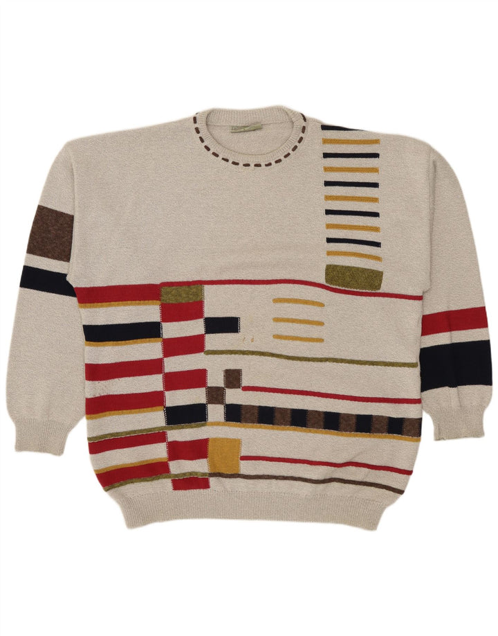 Conte Massimo Herre Crew Neck Jumper Sweater 2XL Grå Geometrisk Bomuld