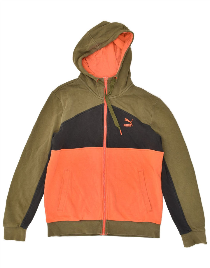 PUMA Womens Zip Hoodie Sweater UK 10 Small Multicoloured Colourblock Vintage Puma and Second-Hand Puma from Messina Hembry 