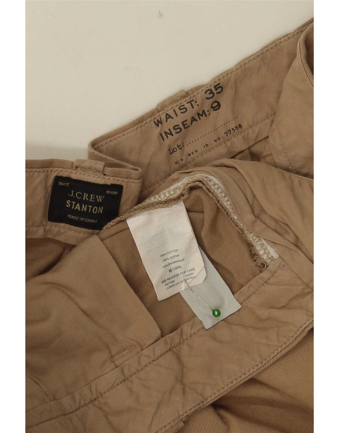 J. Crew Herre Stanton Chino Shorts W35 Large Beige Bomuld