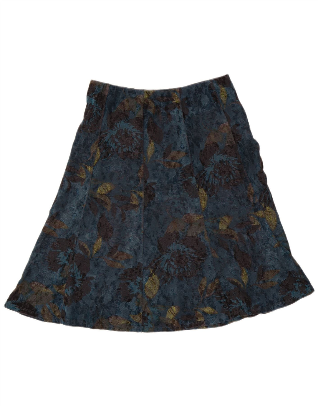 Marks & Spencer A-line nederdel til kvinder UK 12 Medium W30 Blue Floral Polyester