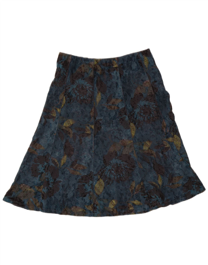 Marks & Spencer A-line nederdel til kvinder UK 12 Medium W30 Blue Floral Polyester