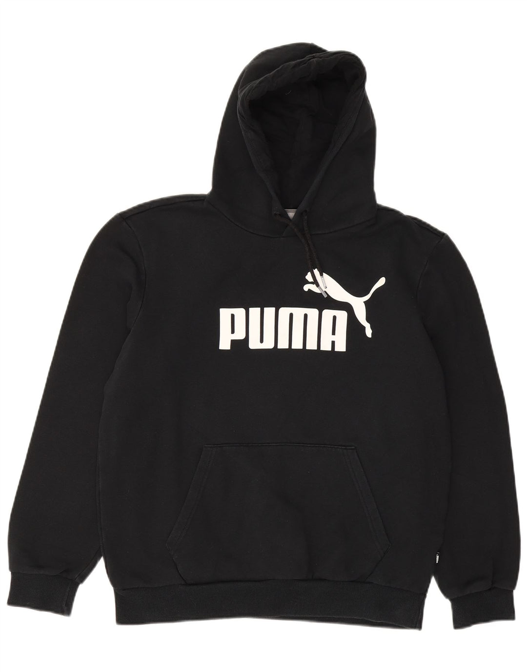 PUMA Mens Graphic Hoodie Jumper Medium Black Cotton