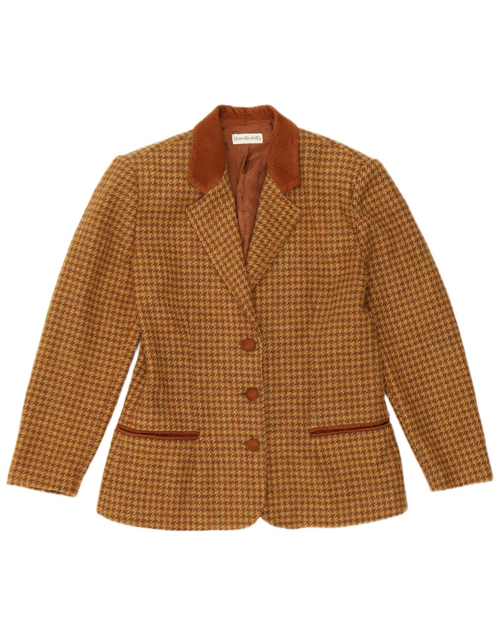 Diana Bentall's Dame Blazer Jacket IT 42 Medium Brown Houndstooth
