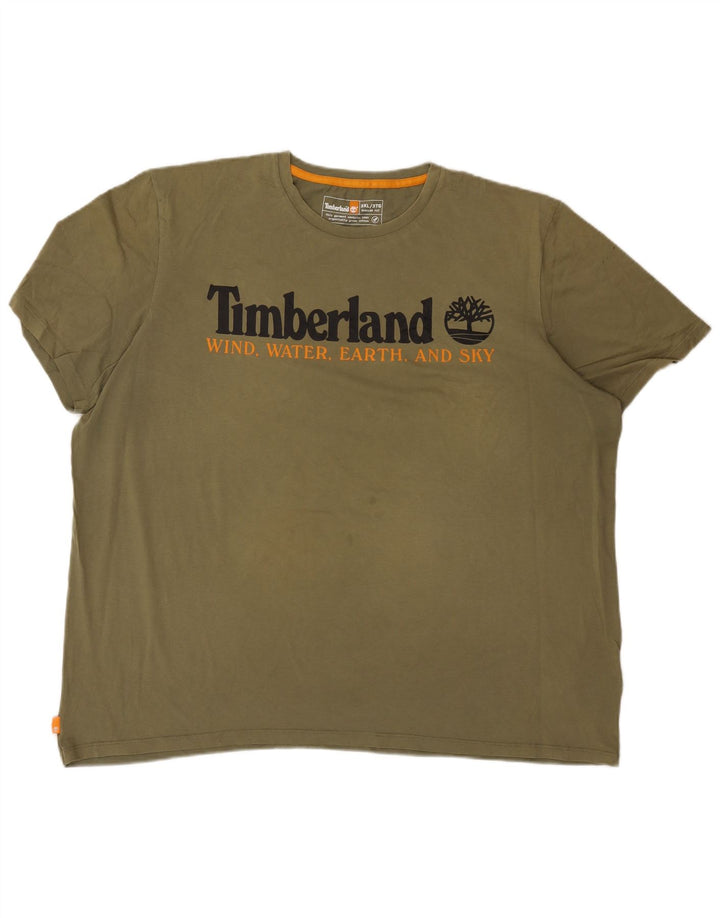TIMBERLAND Herre Regular Fit Grafisk T-Shirt Top 3XL Khaki Bomuld