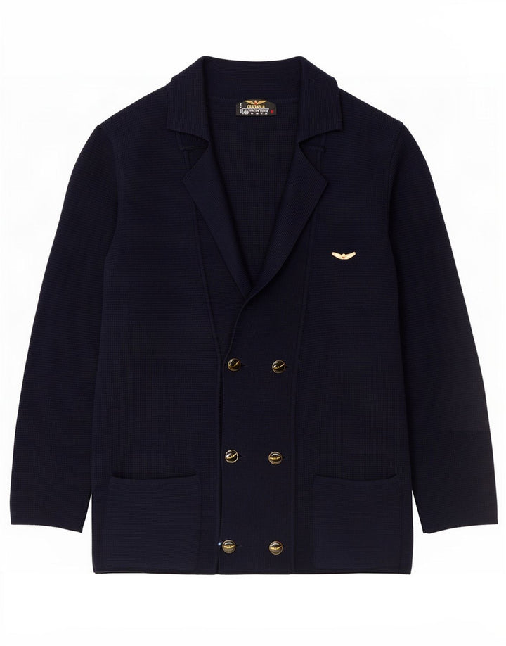 Carrera Herre dobbeltradet cardigantrøje Medium Navyblå Virgin Wool