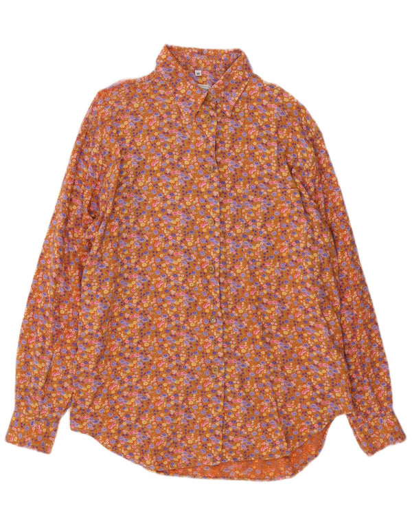 Vintage dameskjorte UK 14 Medium Multicolored Floral Viscose