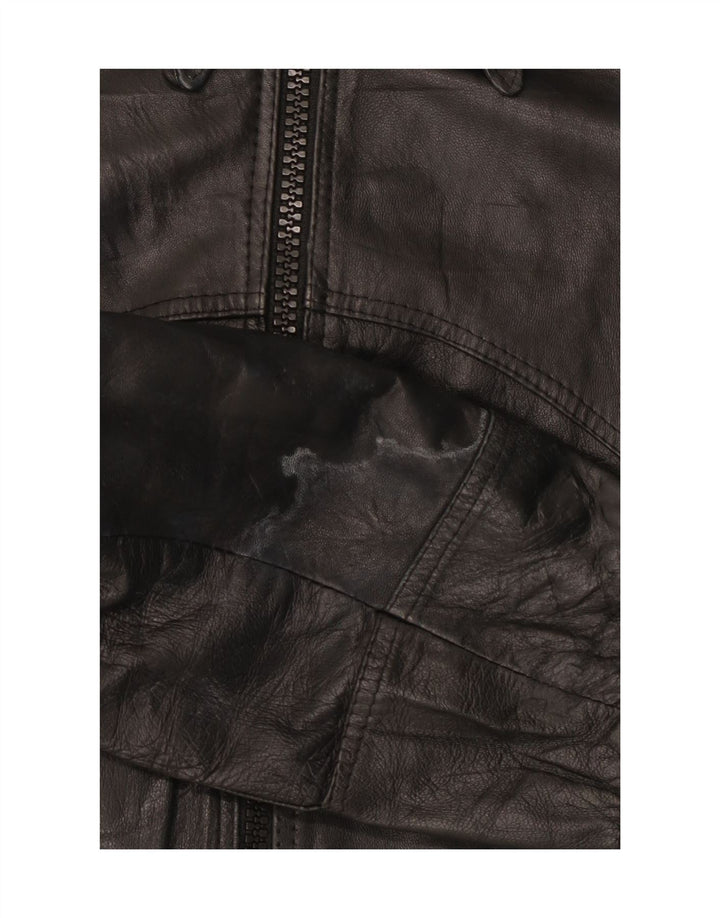 Vintage dame bomber læderjakke IT 50 XL sort læder