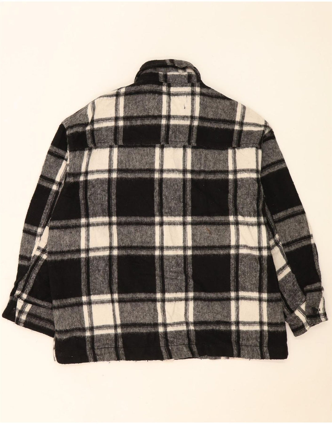 Zara Womens Oversized Utility Jacket UK 10 Small Black Check Acryl
