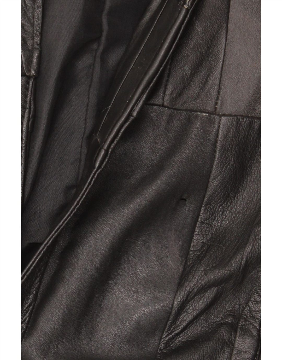 VINTAGE Herre Læder Gilet UK 38 Medium Sort Patchwork