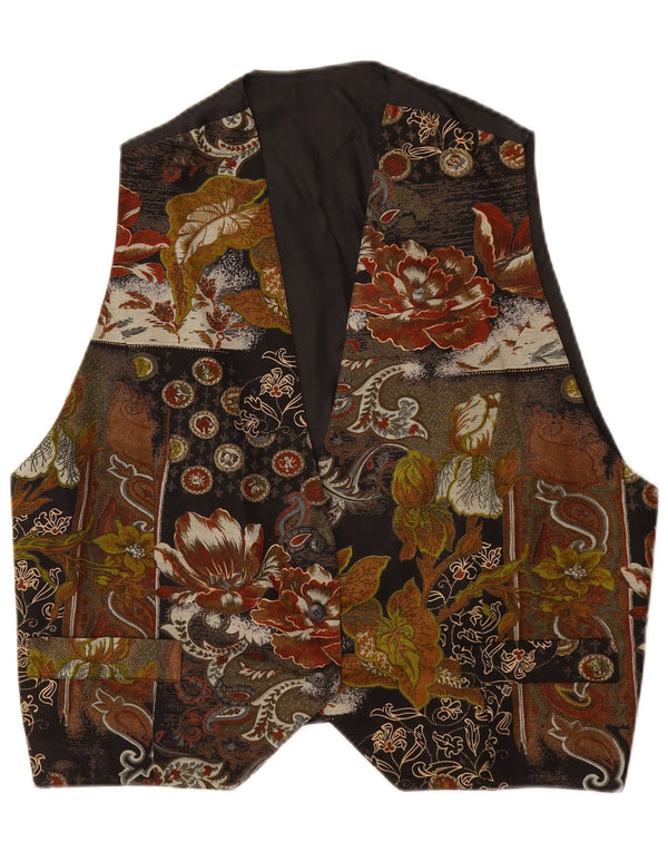 Vintage damevest UK 22 3XL flerfarvet blomster