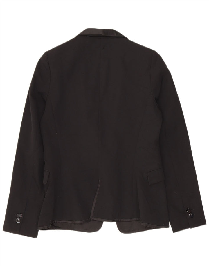 ZARA Dame Blazer Jacket UK 10 Small Black Polyester